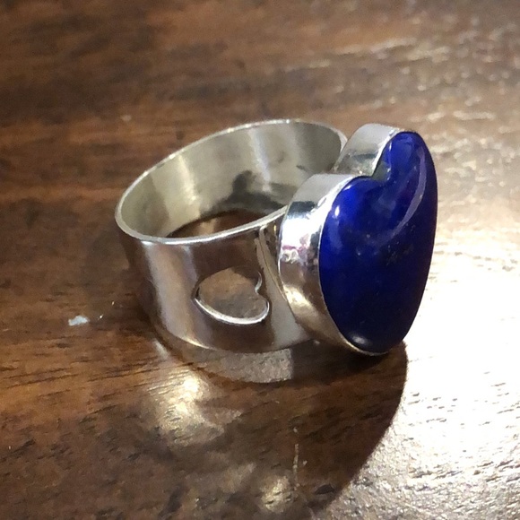 JAY KING DTR Lapis Lazuli Heart Shaped Sterling Silver Cabochon Ring Sz 8-3/4 - Picture 13 of 13